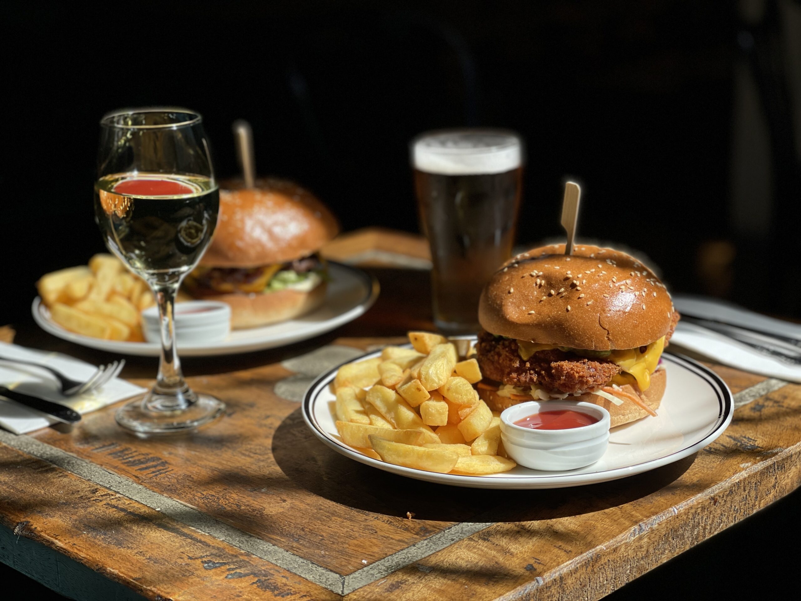 Burger Night special at The Bank on Collins in Melbourne. 